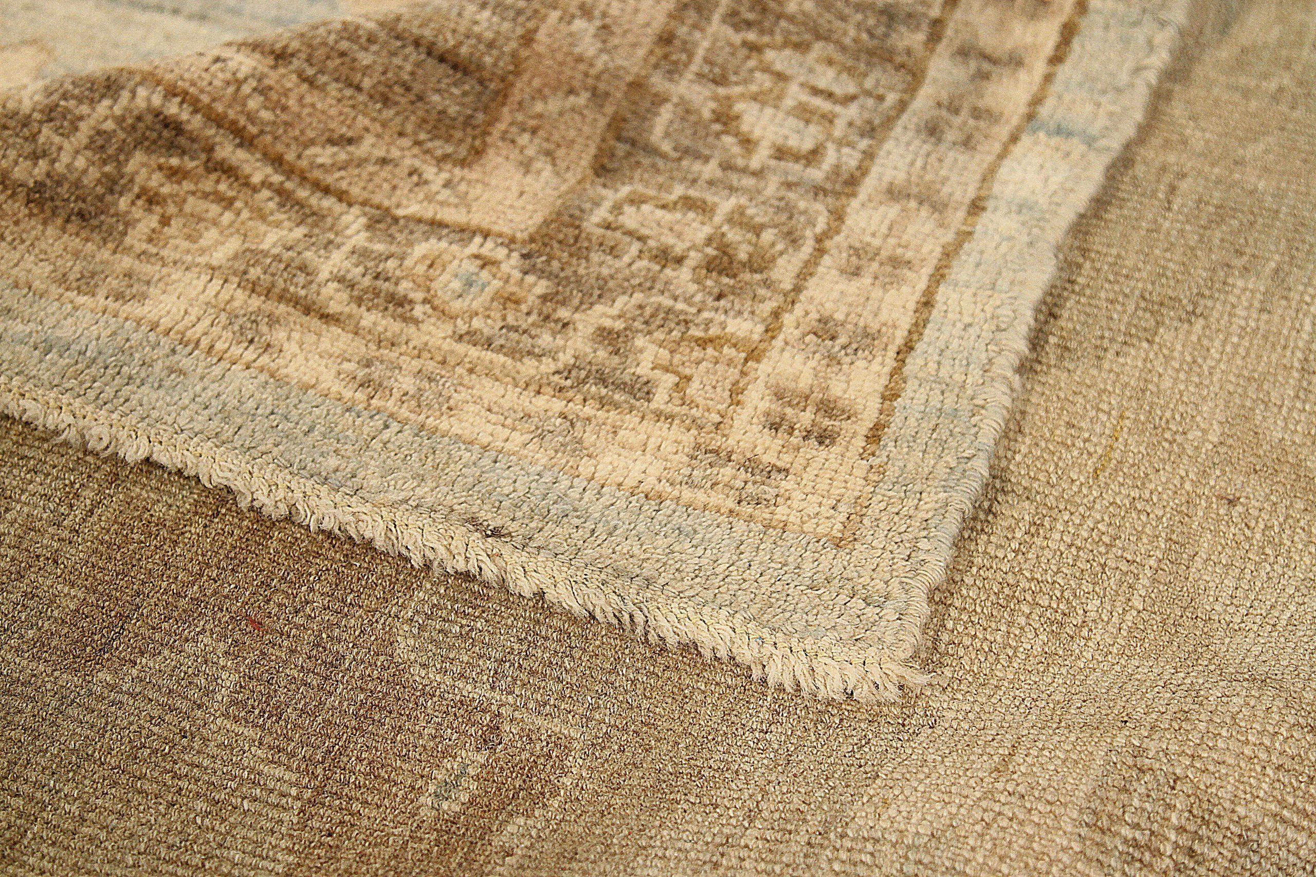 Afghanistan Oushak Over Size Teppich Circa 1990 - Wolle Blau Elfenbein Taupe 73695 im Zustand „Hervorragend“ im Angebot in Dallas, TX