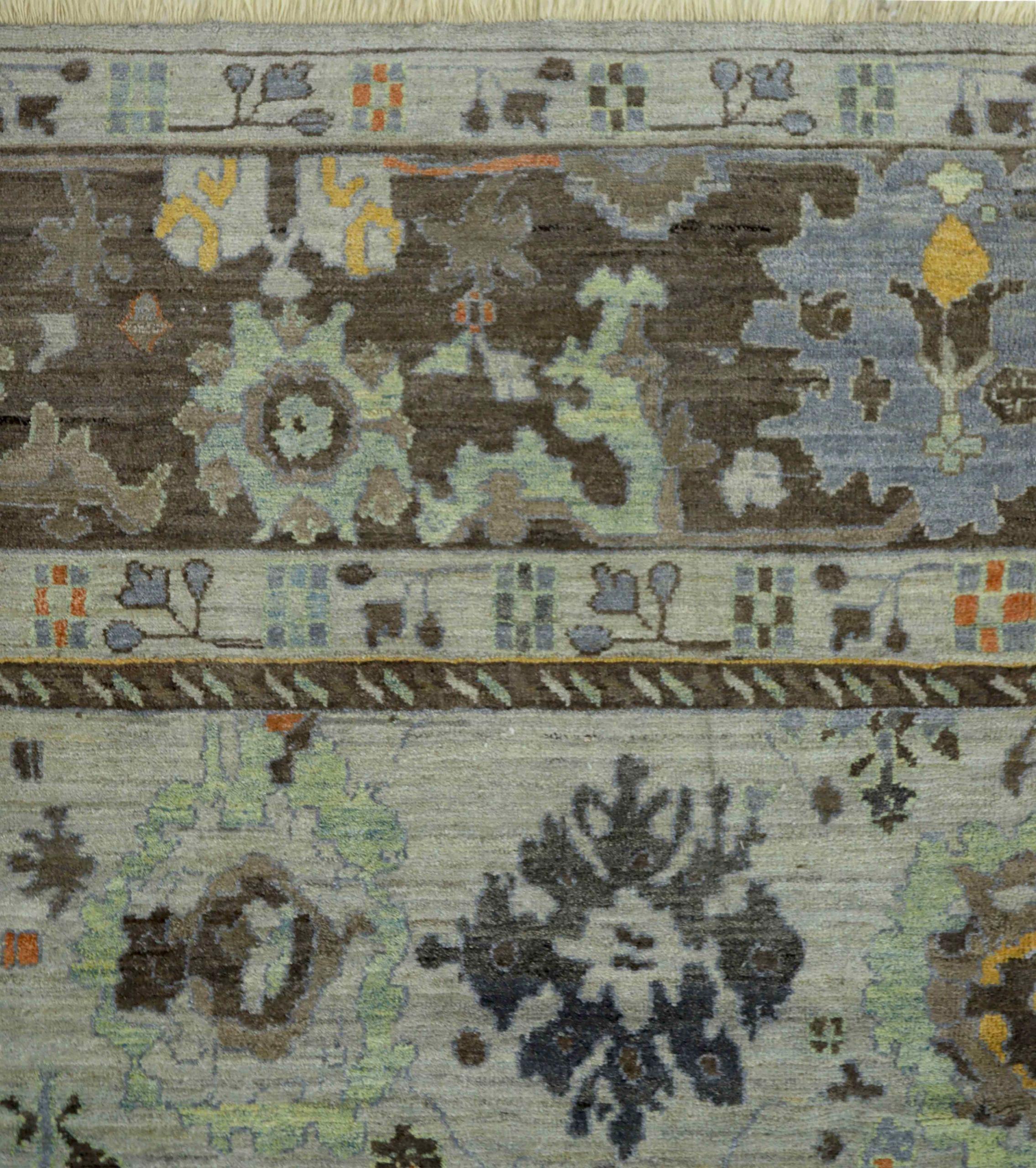 XX secolo Tappeto Afghanistan Oushak Over Size circa 1990 - Lana Marrone Verde Avorio - 90712 in vendita