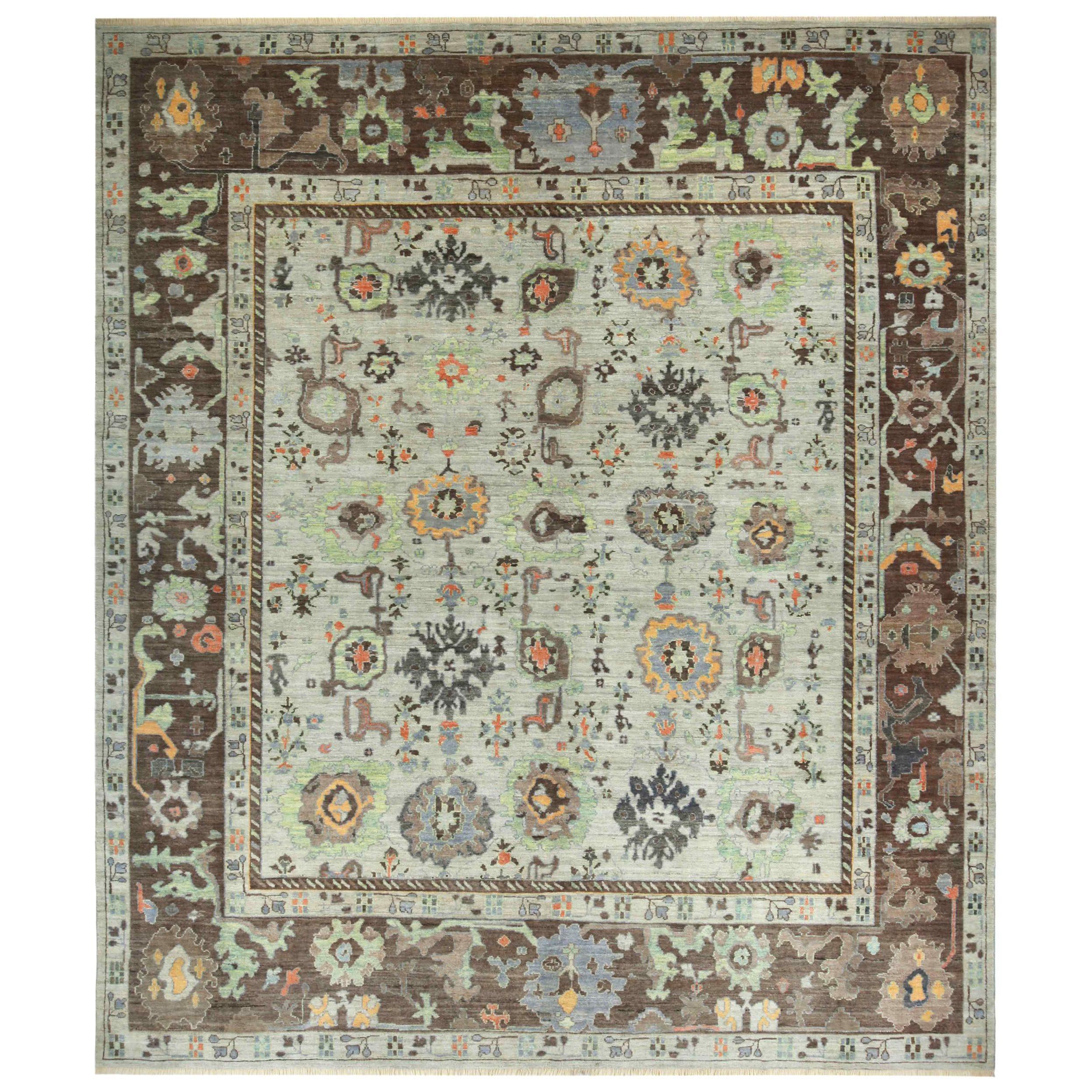 Afghanistan Oushak Over Size Teppich CIRCA 1990 - Wolle Braun Grün Elfenbein - 90712 im Angebot