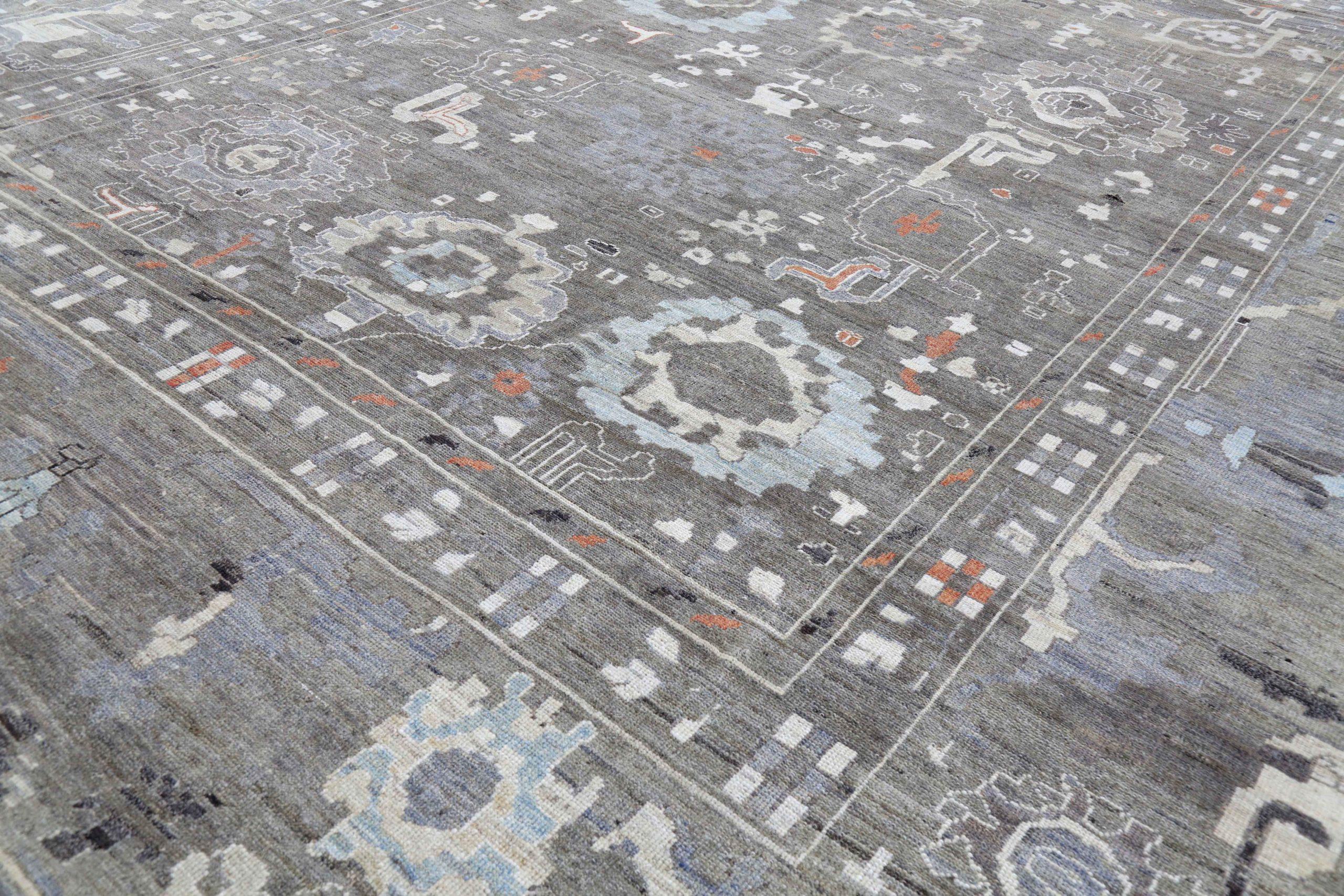 Afghanistan Oushak Over Size Teppich CIRCA 1990 - Wolle Braun Elfenbein Design - 90705 im Zustand „Hervorragend“ im Angebot in Dallas, TX