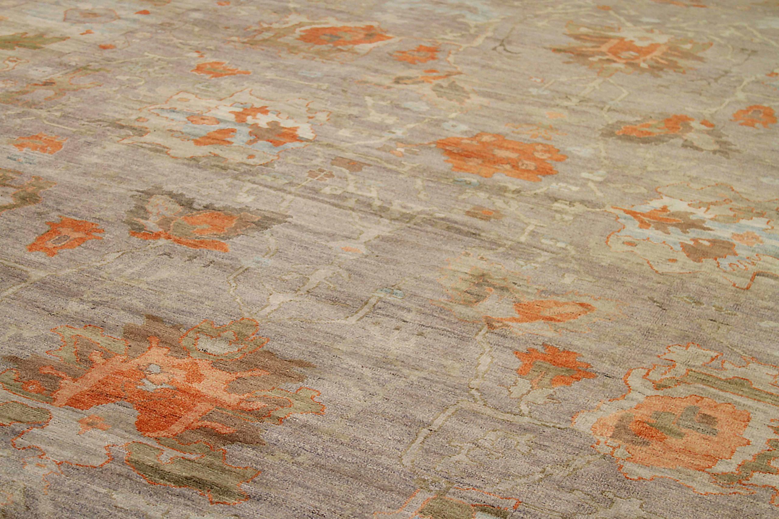 Afghanistan Oushak Over Size Teppich CIRCA 1990 - Wolle Braun Elfenbein Orange - 90745 (Afghanisch) im Angebot