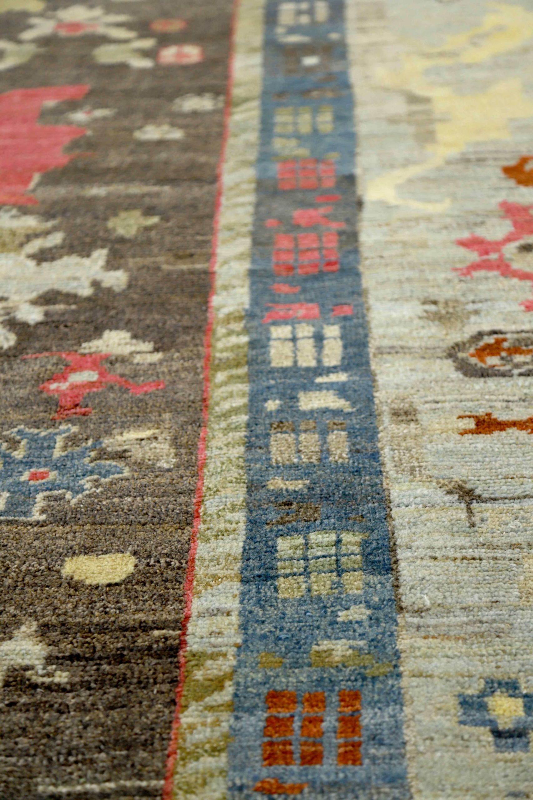 20th Century Afghanistan Oushak Over Size Rug Circa 1990 - Wool Brown Pink Yellow - 90707 For Sale