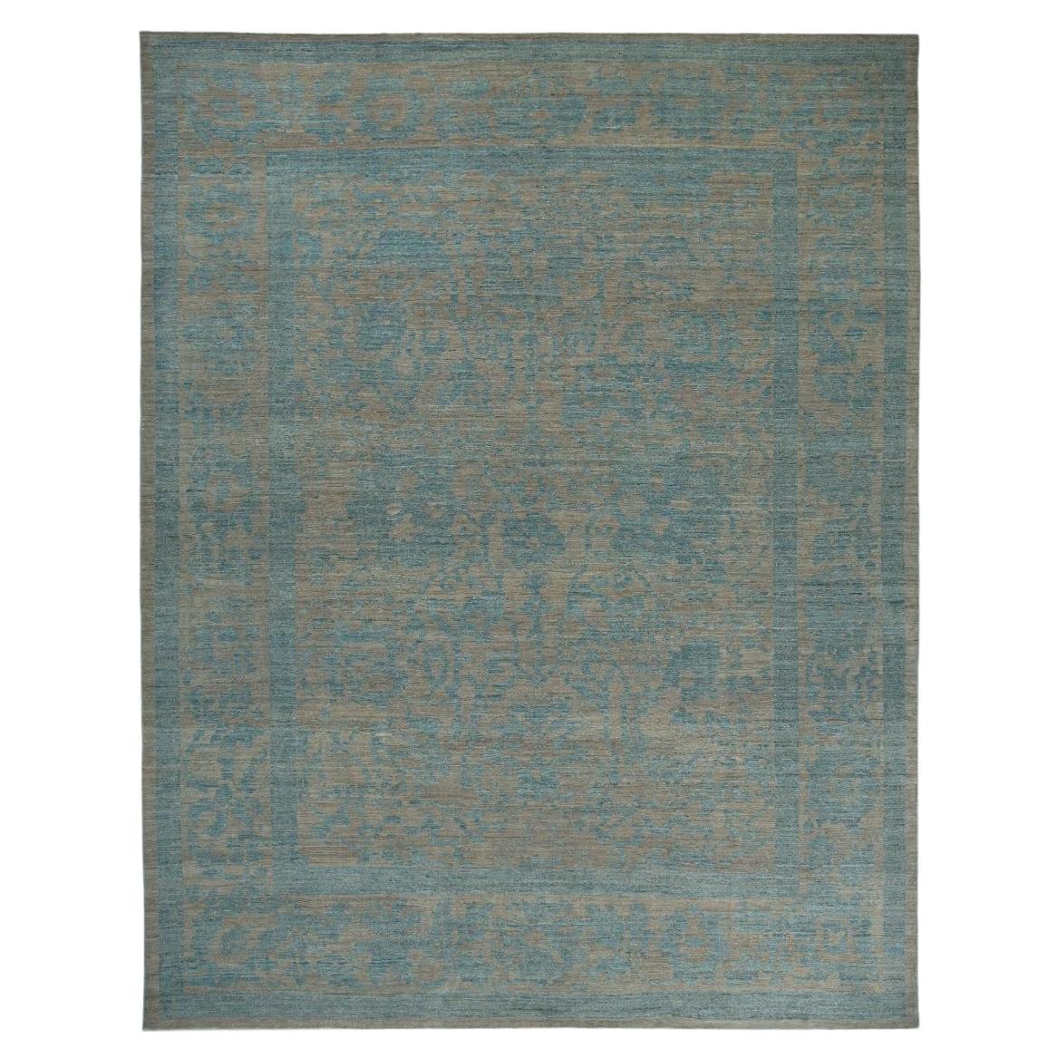 Afghanistan Oushak Over Size Teppich - Wolle Blau Braun Design - 93603