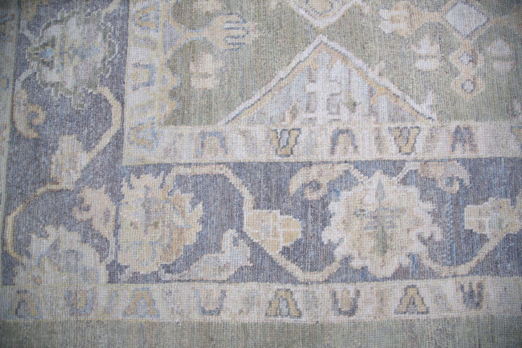 Afghanistan Oushak Over Size Teppich - Wolle Blau Braun Design - 95698 (Afghanisch) im Angebot