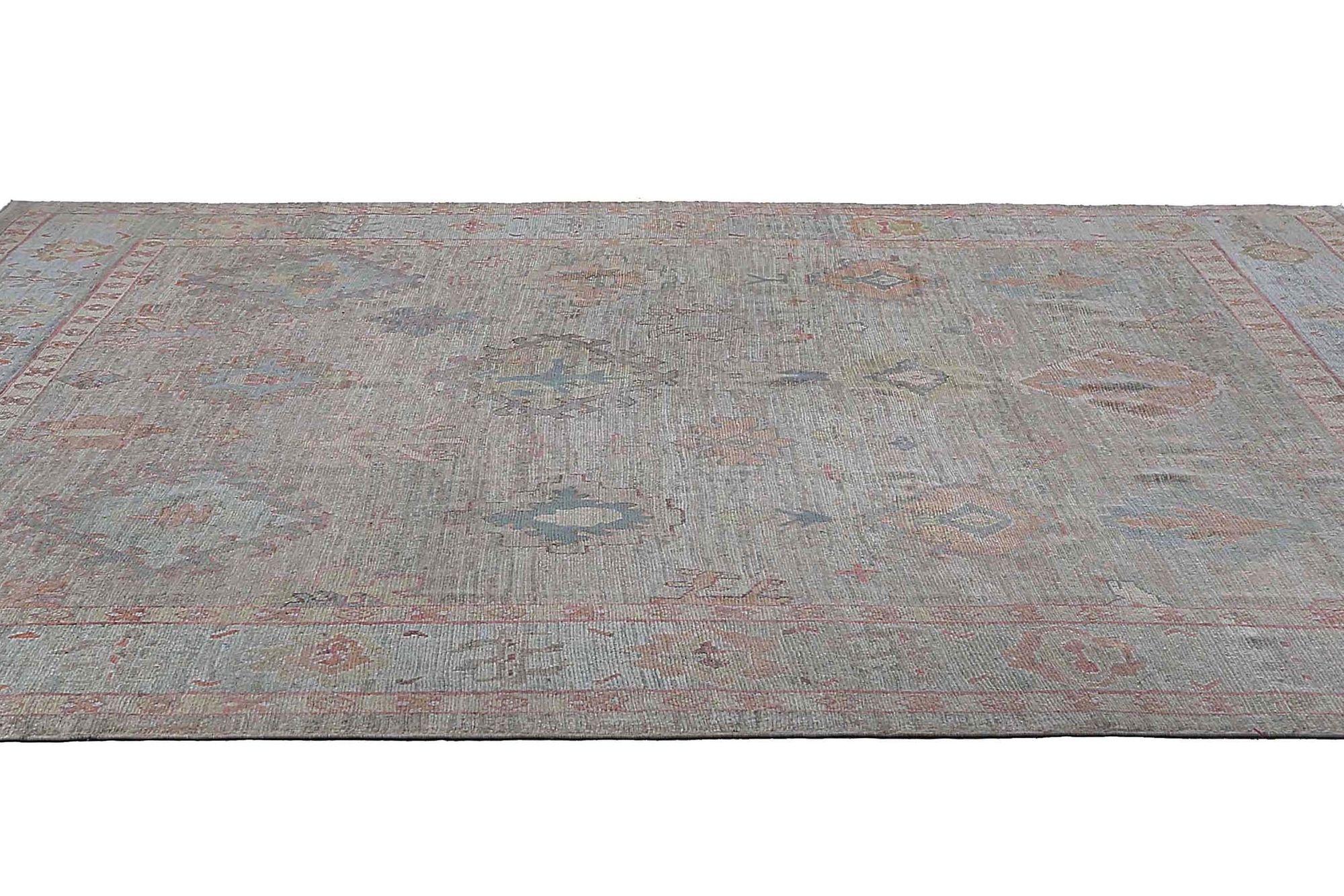 Tribale Tappeto Afghanistan Oushak Over Size - Design Lana Blu Grigio - 97267 in vendita