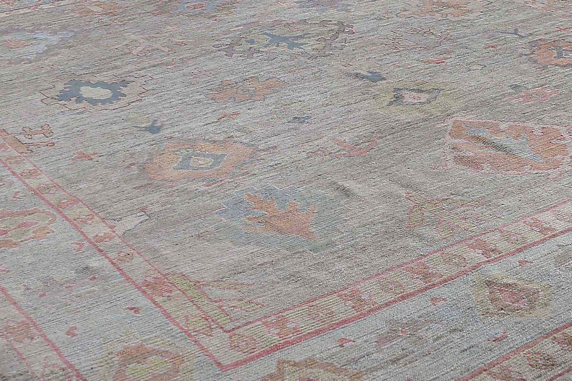 Afghano Tappeto Afghanistan Oushak Over Size - Design Lana Blu Grigio - 97267 in vendita