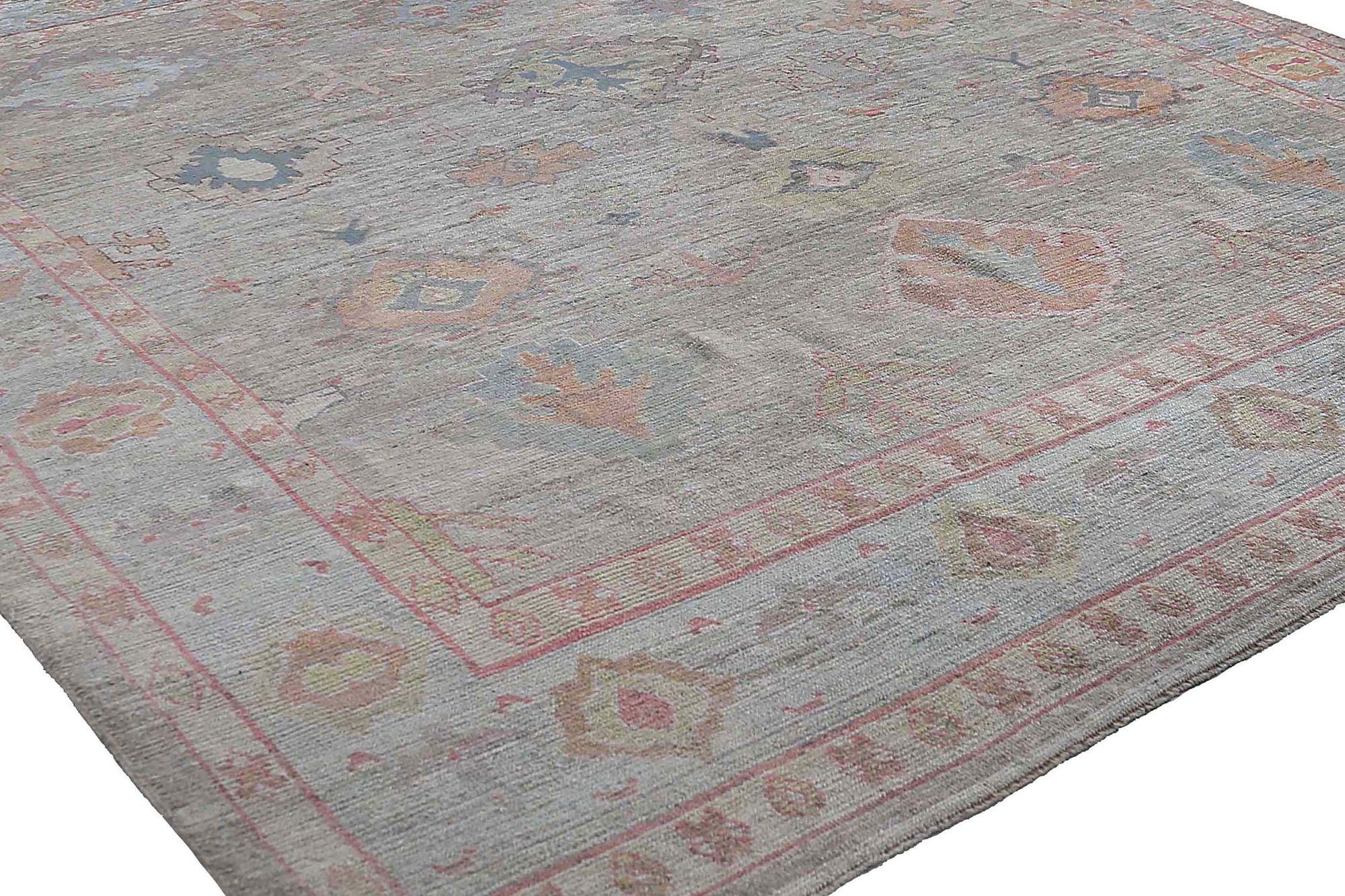 Tappeto Afghanistan Oushak Over Size - Design Lana Blu Grigio - 97267 In condizioni ottime in vendita a Dallas, TX