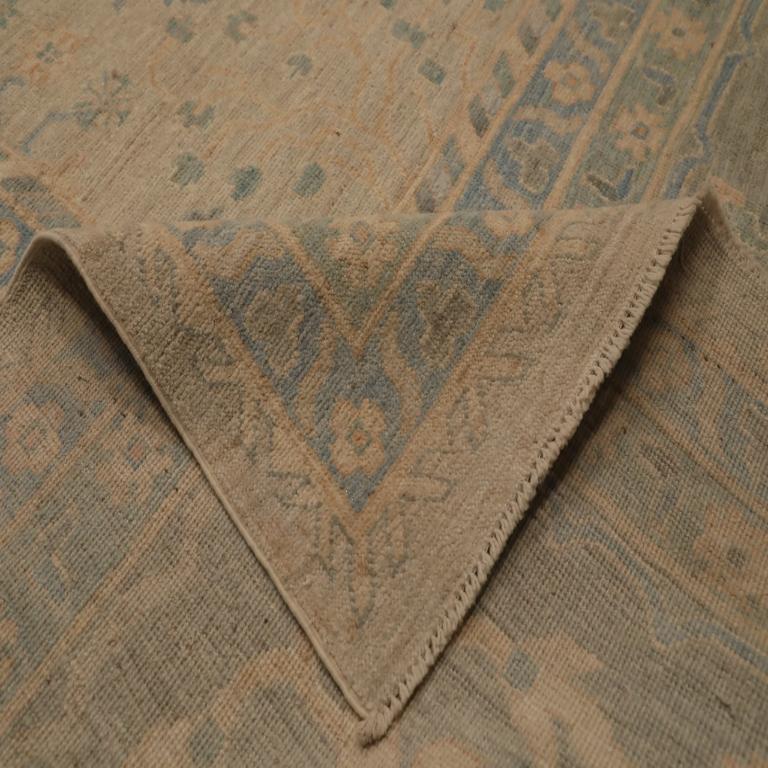 Afghanistan Oushak Over Size Teppich - Wolle Blau Grün Elfenbein - 96230 (Afghanisch) im Angebot