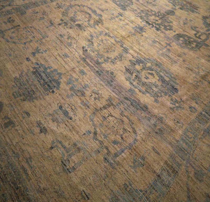 Afghanistan Oushak Over Size Teppich - Wolle Blau Elfenbein Taupe - 94295 (Stammeskunst) im Angebot