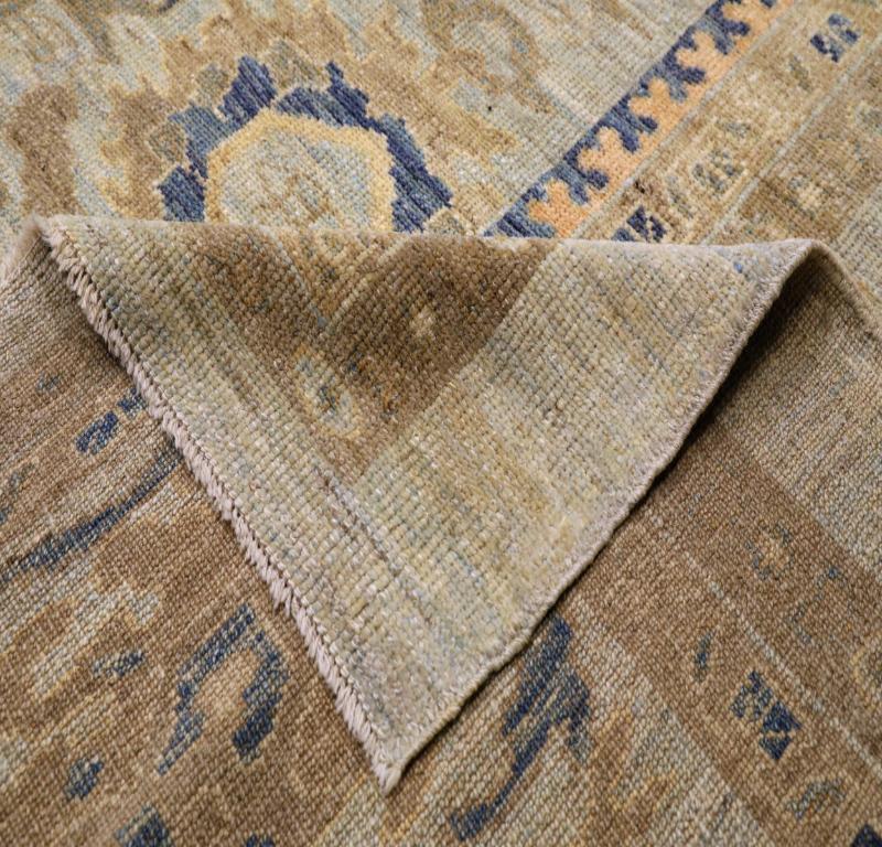 Afghanistan Oushak Over Size Teppich - Wolle Blau Elfenbein Taupe - 94295 (Türkisch) im Angebot