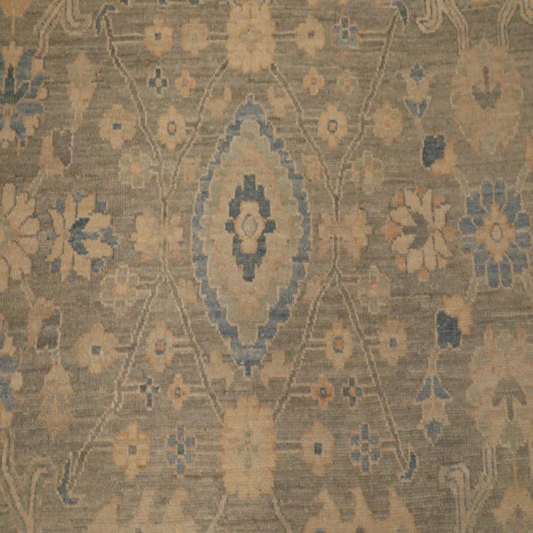 Afghanistan Oushak Over Size Teppich - Wolle Blau Elfenbein Taupe - 96231 (Stammeskunst) im Angebot
