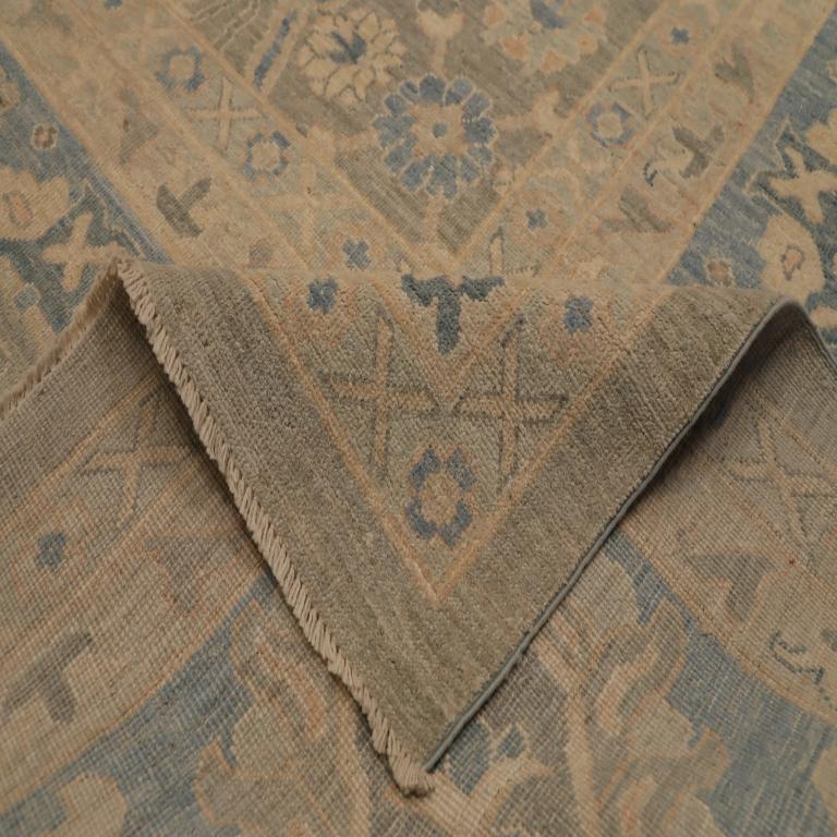 Afghanistan Oushak Over Size Teppich - Wolle Blau Elfenbein Taupe - 96231 (Afghanisch) im Angebot