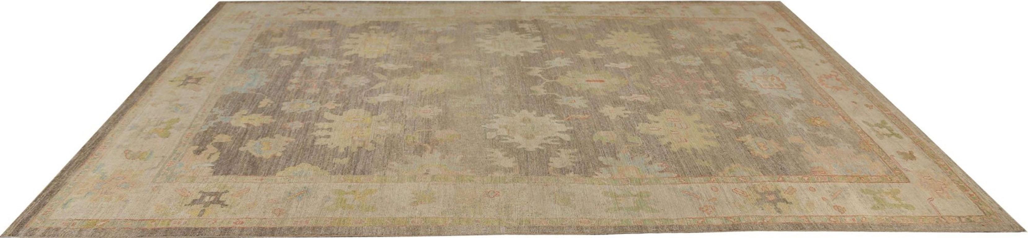 Afghanistan Oushak Over Size Teppich - Wolle Brown Design - 95848 (Handgeknüpft) im Angebot