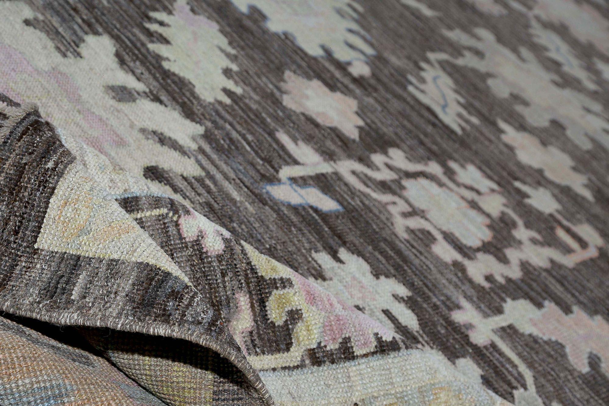 Afghanistan Oushak Over Size Teppich - Wolle Brown Design - 97033 im Zustand „Hervorragend“ im Angebot in Dallas, TX
