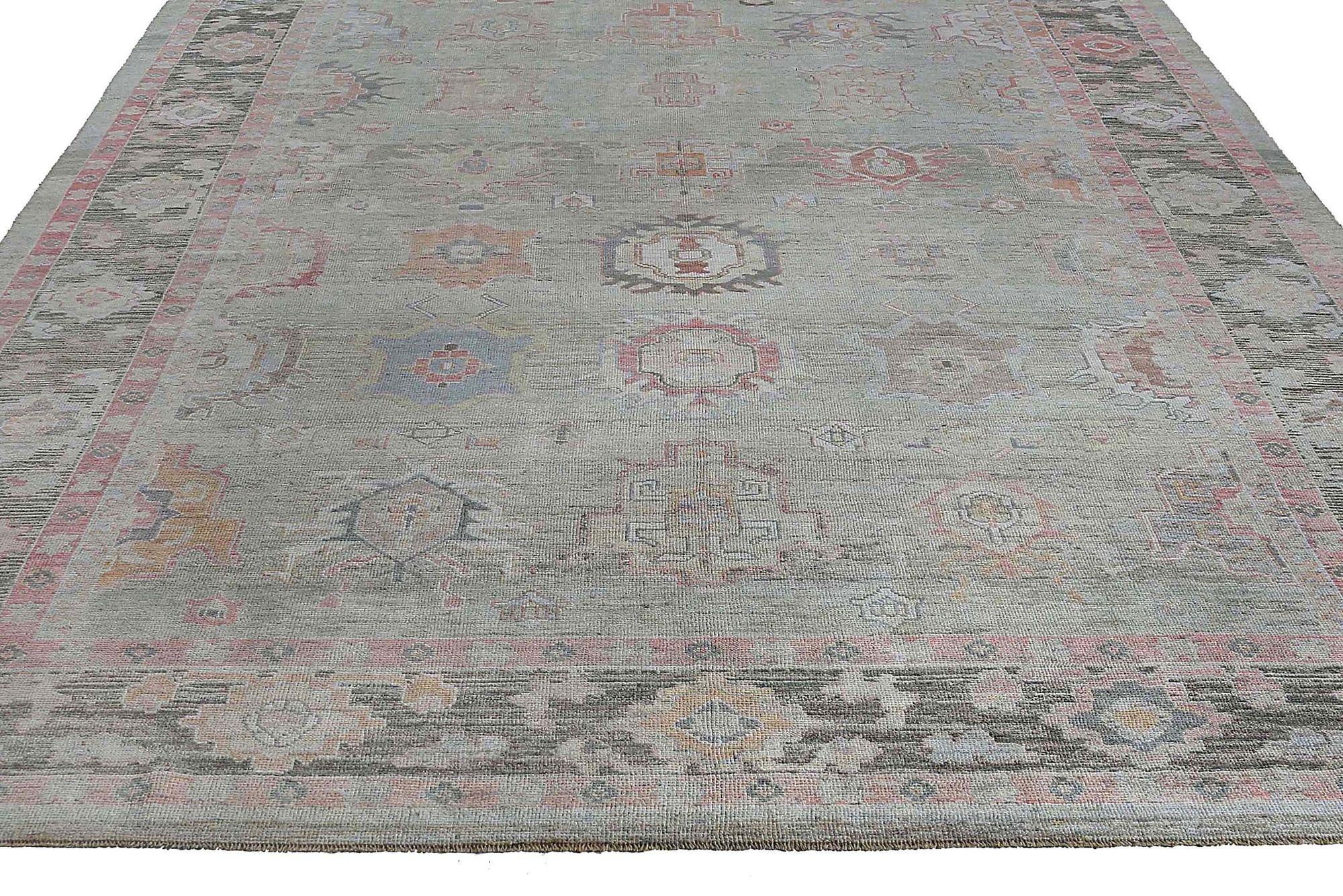 Afghanistan Oushak Over Size Teppich - Wolle Braun Grün Design - 97270 (Afghanisch) im Angebot