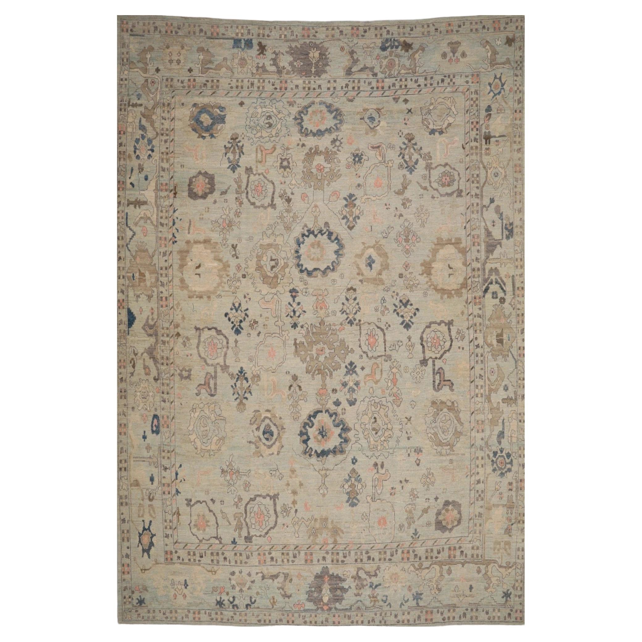 Afghanistan Oushak Over Size Teppich - Wolle Braun Elfenbein Design - 90760