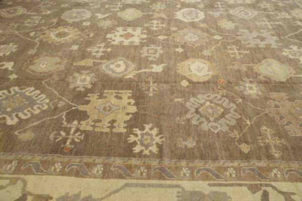 Afghanistan Oushak Over Size Teppich - Wolle Braun Elfenbein Design - 92626 (Stammeskunst) im Angebot
