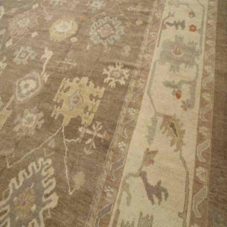 Afghanistan Oushak Over Size Teppich - Wolle Braun Elfenbein Design - 92626 (Afghanisch) im Angebot
