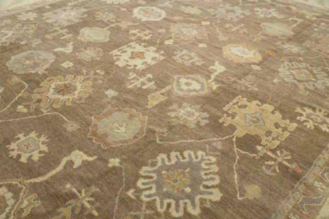 Afghanistan Oushak Over Size Teppich - Wolle Braun Elfenbein Design - 92626 im Zustand „Hervorragend“ im Angebot in Dallas, TX