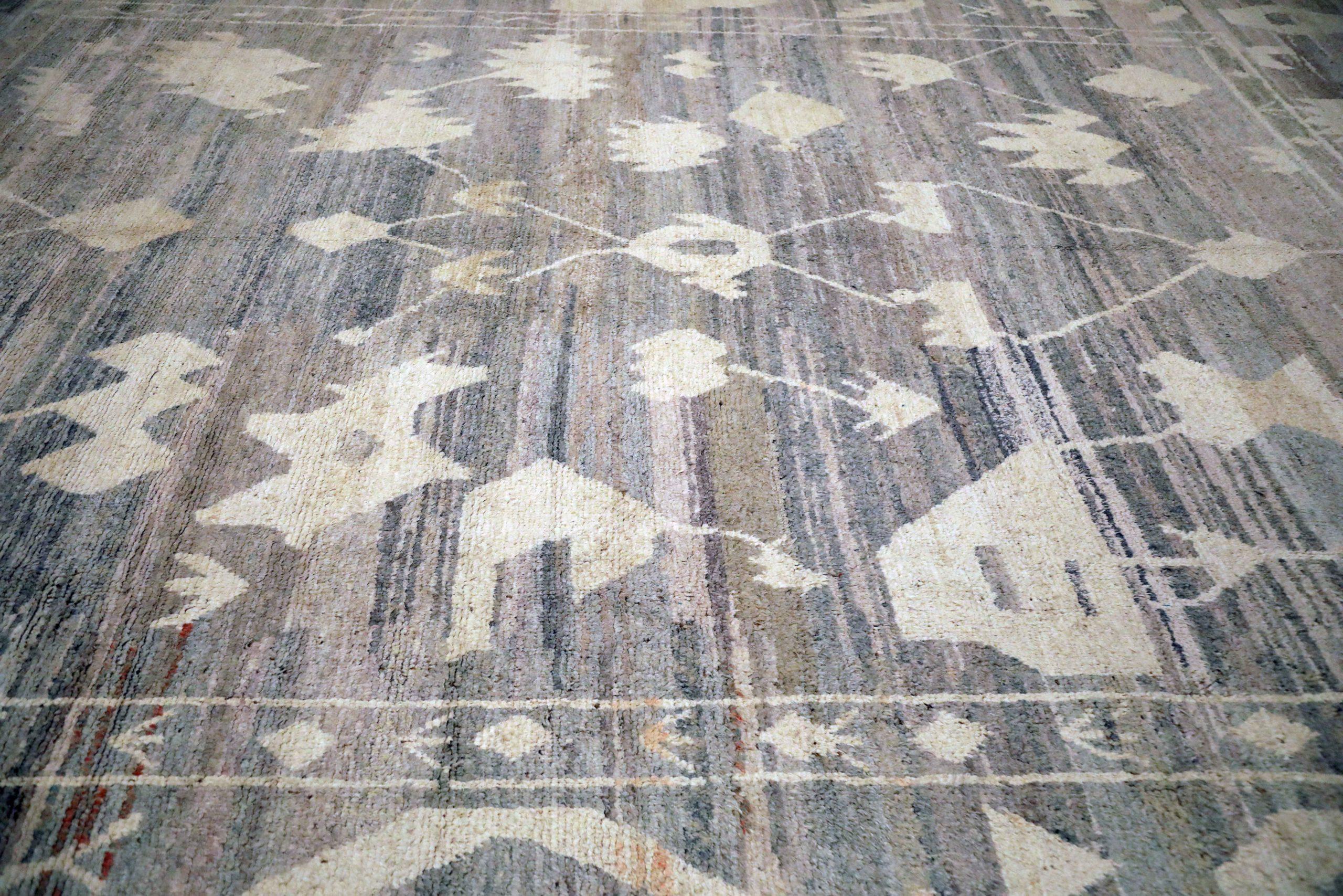 Afghanistan Oushak Over Size Teppich - Wolle Braun Elfenbein Design - 93649 im Zustand „Hervorragend“ im Angebot in Dallas, TX