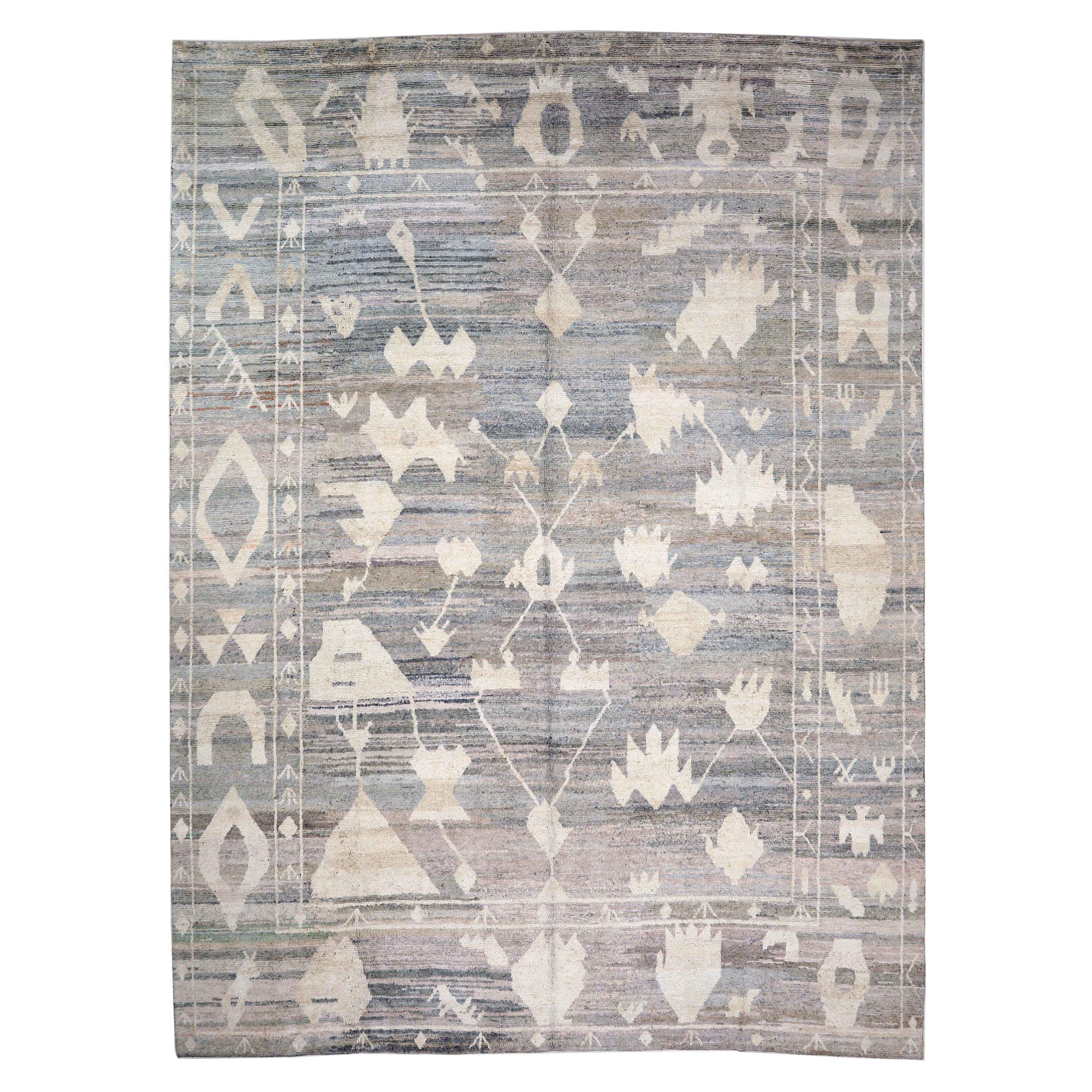 Afghanistan Oushak Over Size Teppich - Wolle Braun Elfenbein Design - 93649