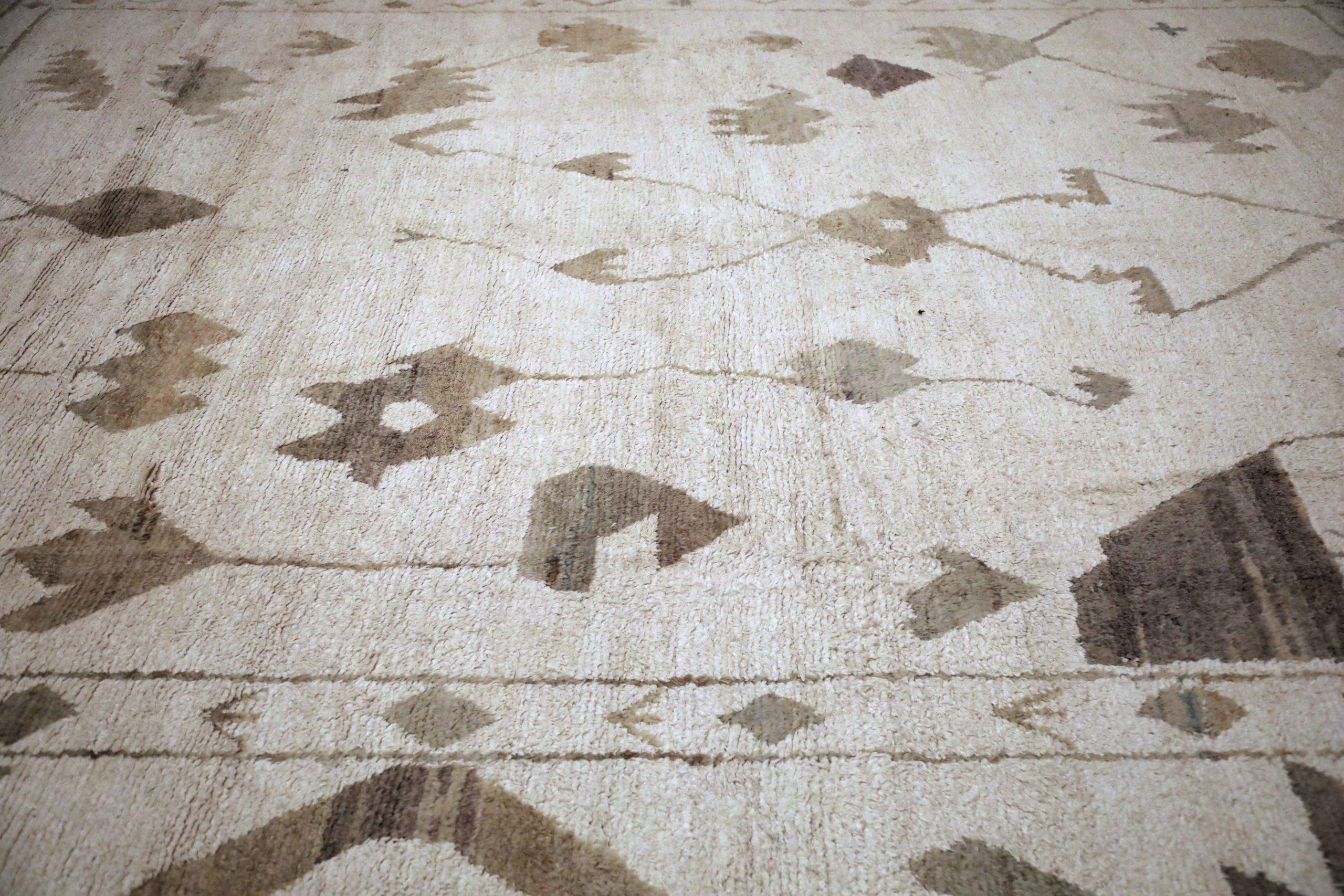 Afghanistan Oushak Over Size Teppich - Wolle Braun Elfenbein Design - 93651 im Zustand „Hervorragend“ im Angebot in Dallas, TX