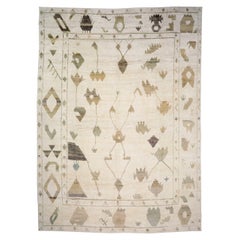 Afghanistan Oushak Over Size Rug - Wool Brown Ivory Design - 93651