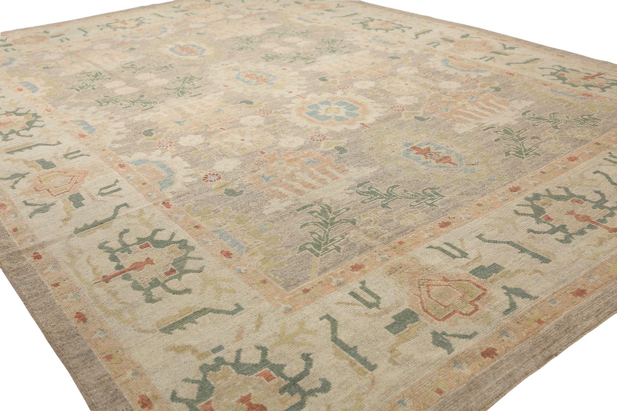 Afghanistan Oushak Over Size Teppich - Wolle Braun Elfenbein Design - 97030 (Stammeskunst) im Angebot