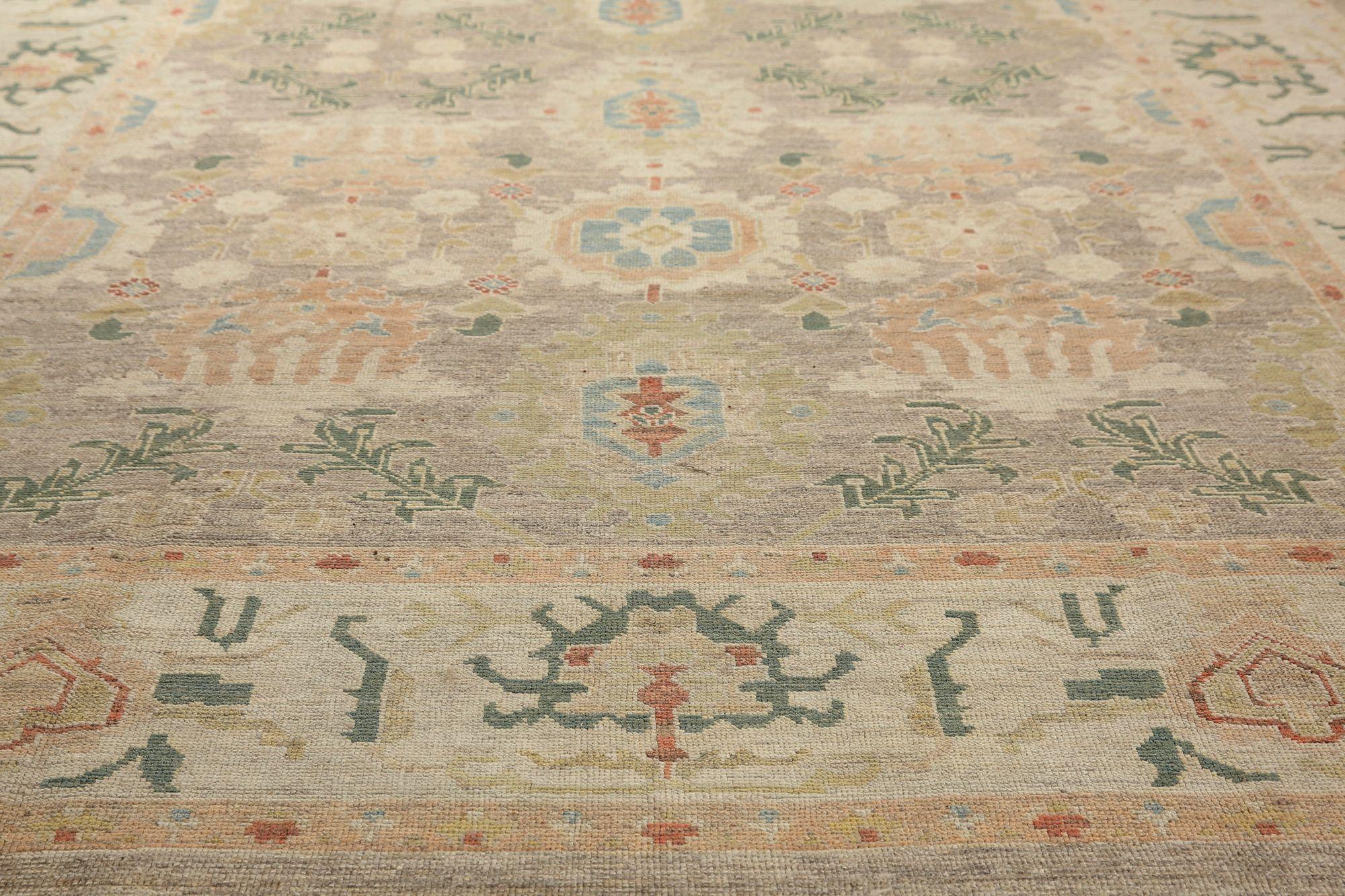 Afghanistan Oushak Over Size Teppich - Wolle Braun Elfenbein Design - 97030 (Afghanisch) im Angebot