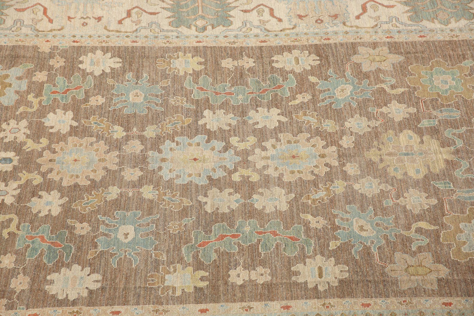Afghanistan Oushak Over Size Teppich - Wolle Braun Elfenbein Design - 97513 (Stammeskunst) im Angebot