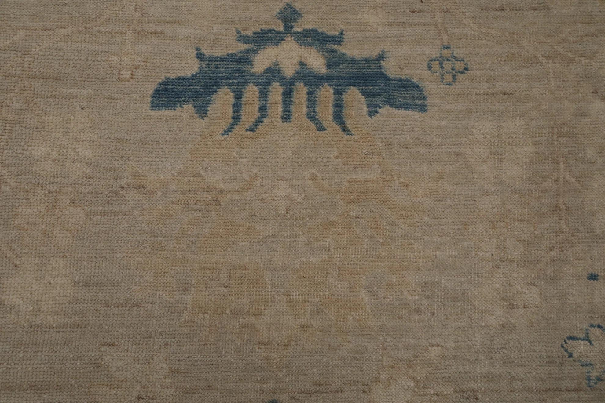 Afghanistan Oushak Over Size Teppich - Wolle Braun Marineblau Taupe - 99665 (Handgeknüpft) im Angebot