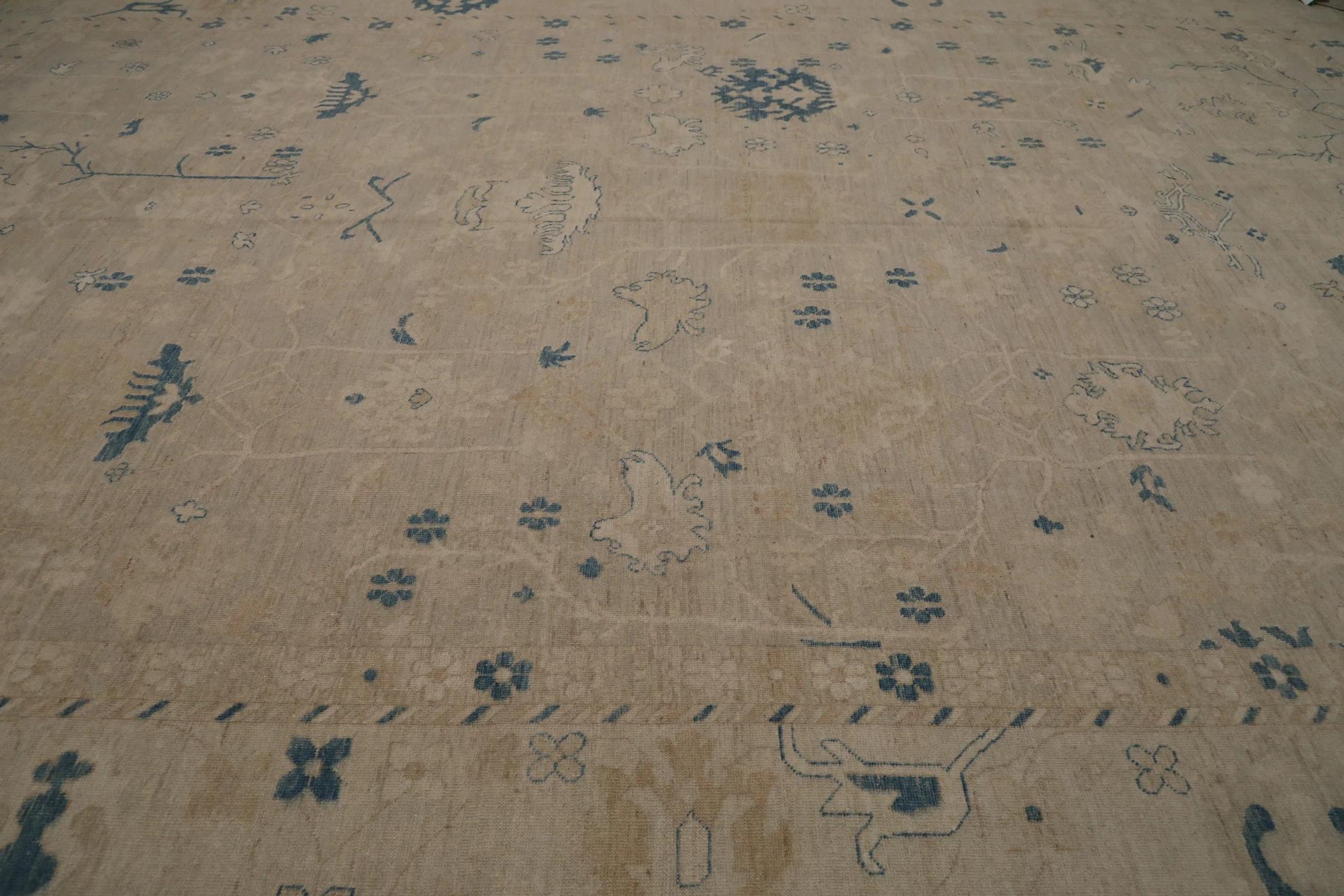 Afghanistan Oushak Over Size Teppich - Wolle Braun Marineblau Taupe - 99665 im Zustand „Hervorragend“ im Angebot in Dallas, TX
