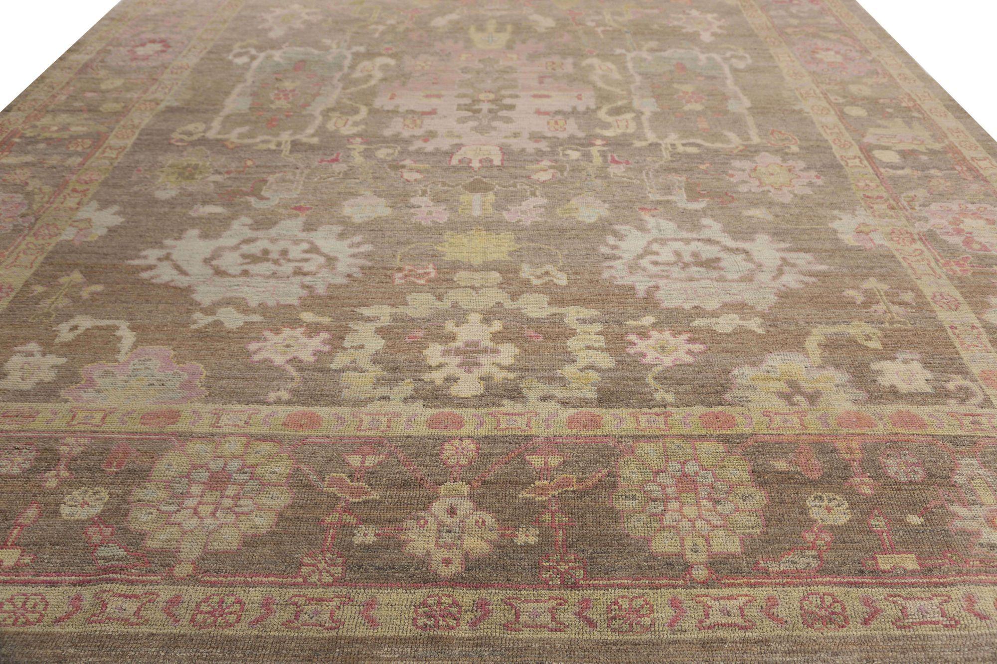 Tribale Tappeto Afghanistan Oushak Over Size - Lana Marrone Design/One - 95972 in vendita