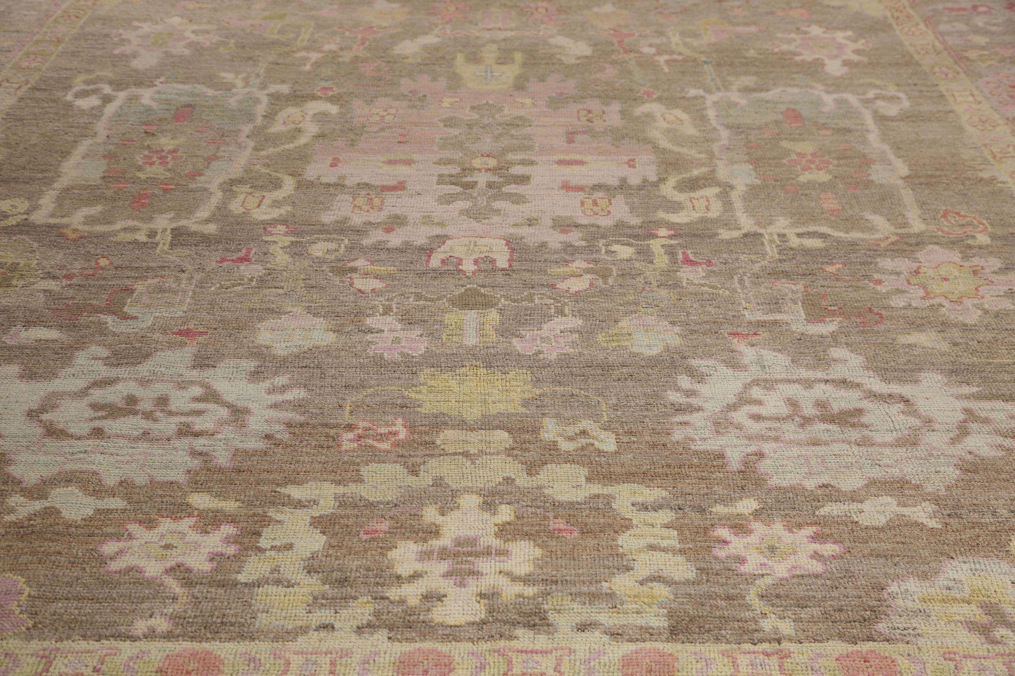 Turco Tappeto Afghanistan Oushak Over Size - Lana Marrone Design/One - 95972 in vendita