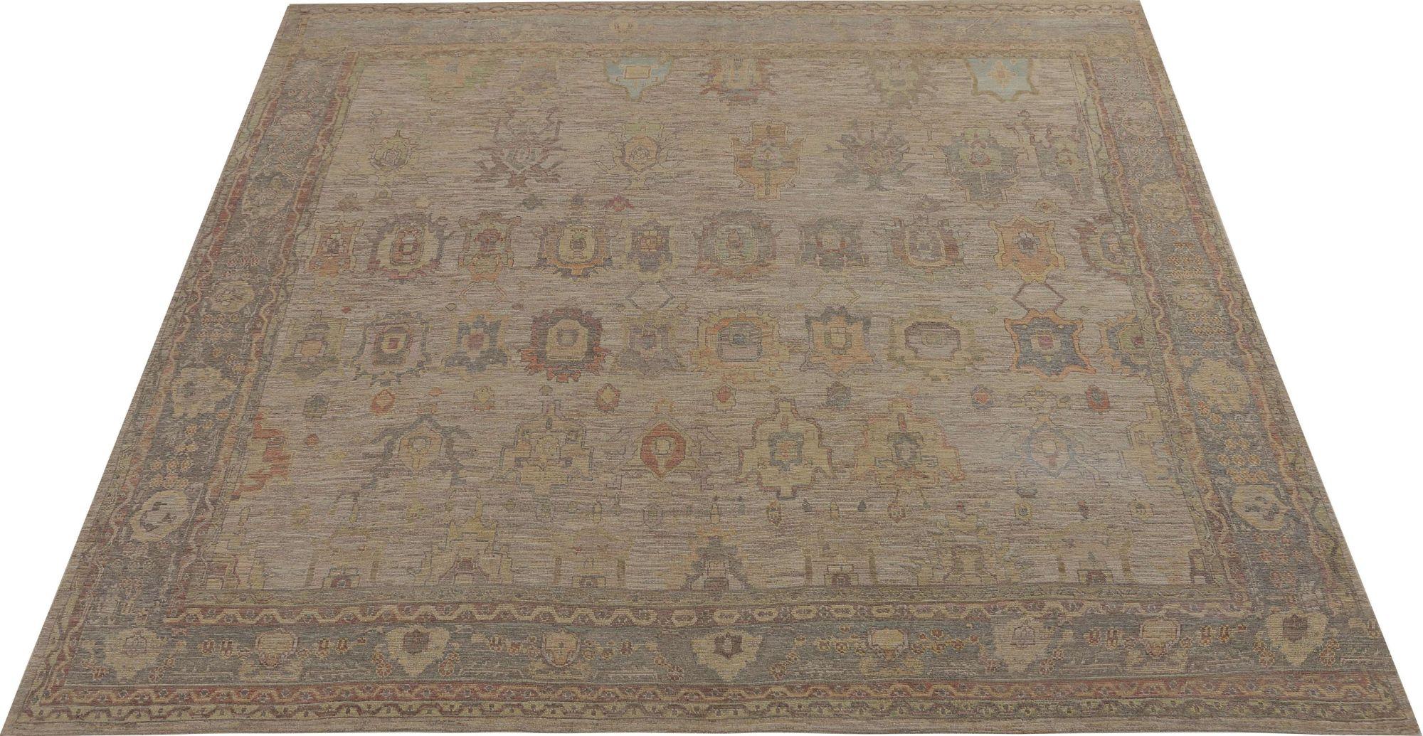 Afghanistan Oushak Over Size Teppich - Wolle Brown Taupe Design - 96018 (Stammeskunst) im Angebot
