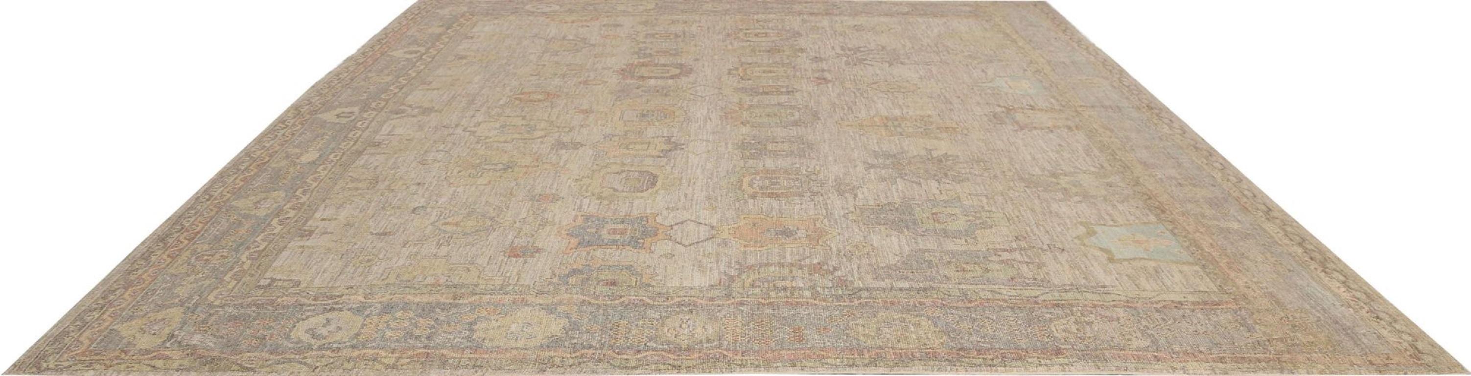 Afghanistan Oushak Over Size Teppich - Wolle Brown Taupe Design - 96018 im Zustand „Hervorragend“ im Angebot in Dallas, TX