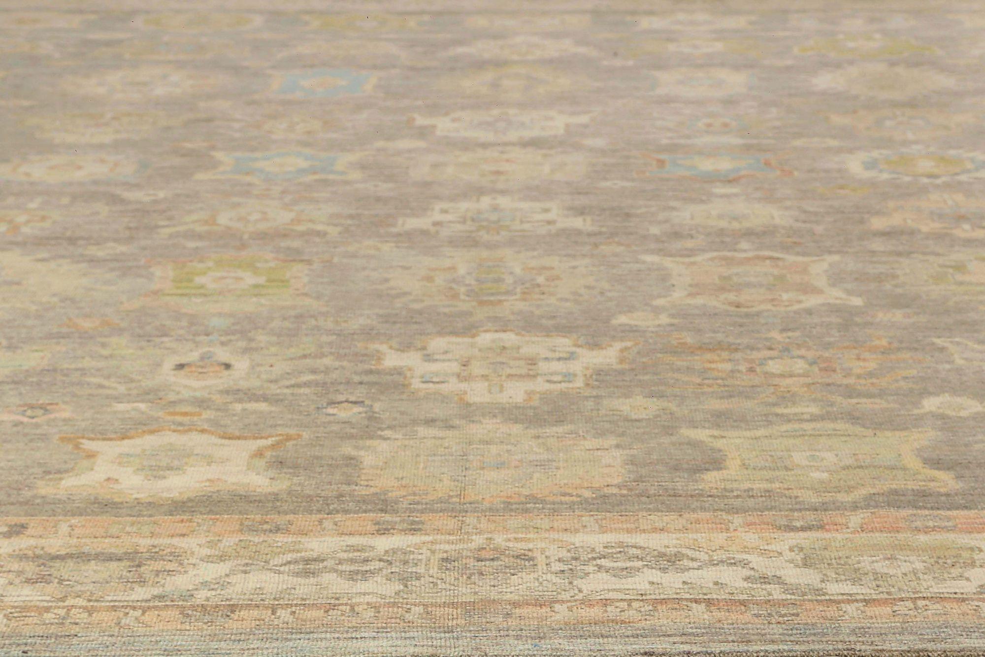 Afghanistan Oushak Over Size Teppich - Wolle Brown Taupe Design - 97036 (Stammeskunst) im Angebot