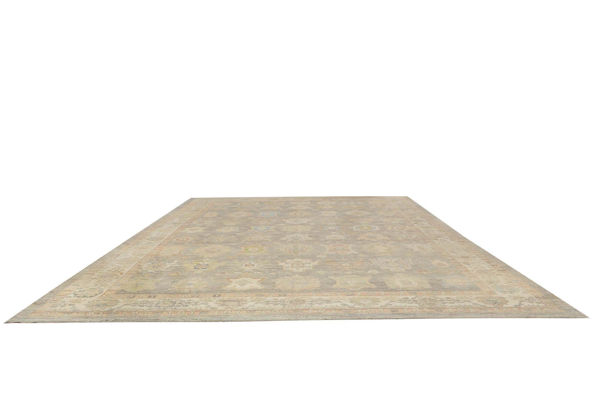 Afghanistan Oushak Over Size Teppich - Wolle Brown Taupe Design - 97036 (Afghanisch) im Angebot