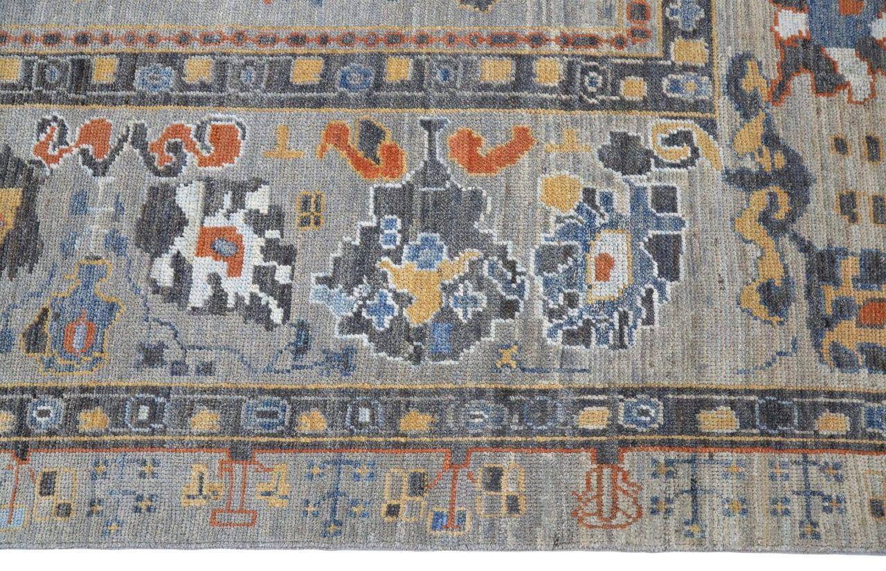 Afghanistan Oushak Over Size Teppich - Wolle Grau Design - 93612 (Stammeskunst) im Angebot