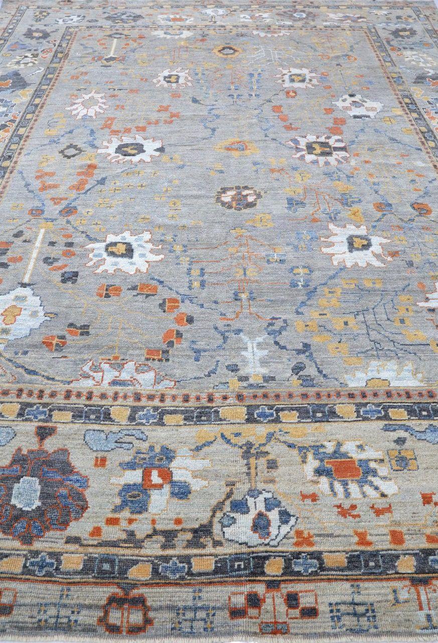 Afghanistan Oushak Over Size Teppich - Wolle Grau Design - 93612 (Afghanisch) im Angebot