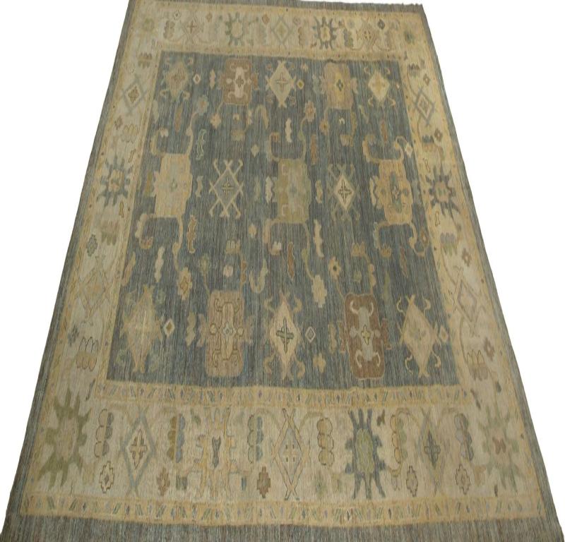 Afghanistan Oushak Over Size Teppich - Wolle Grau Design - 96111 (Afghanisch) im Angebot