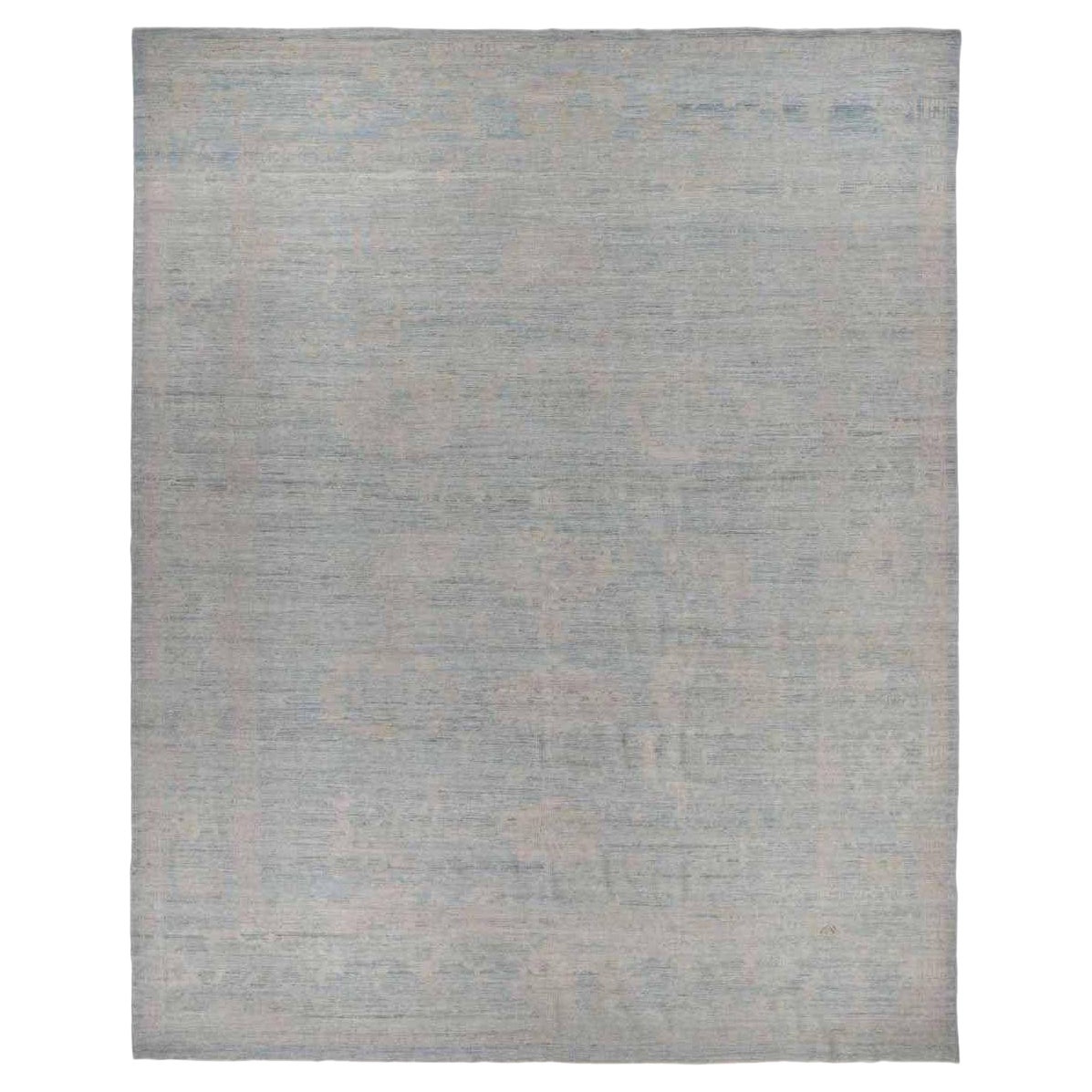 Afghanistan Oushak Over Size Teppich - Wolle Grau Elfenbein Design - 93609 im Angebot