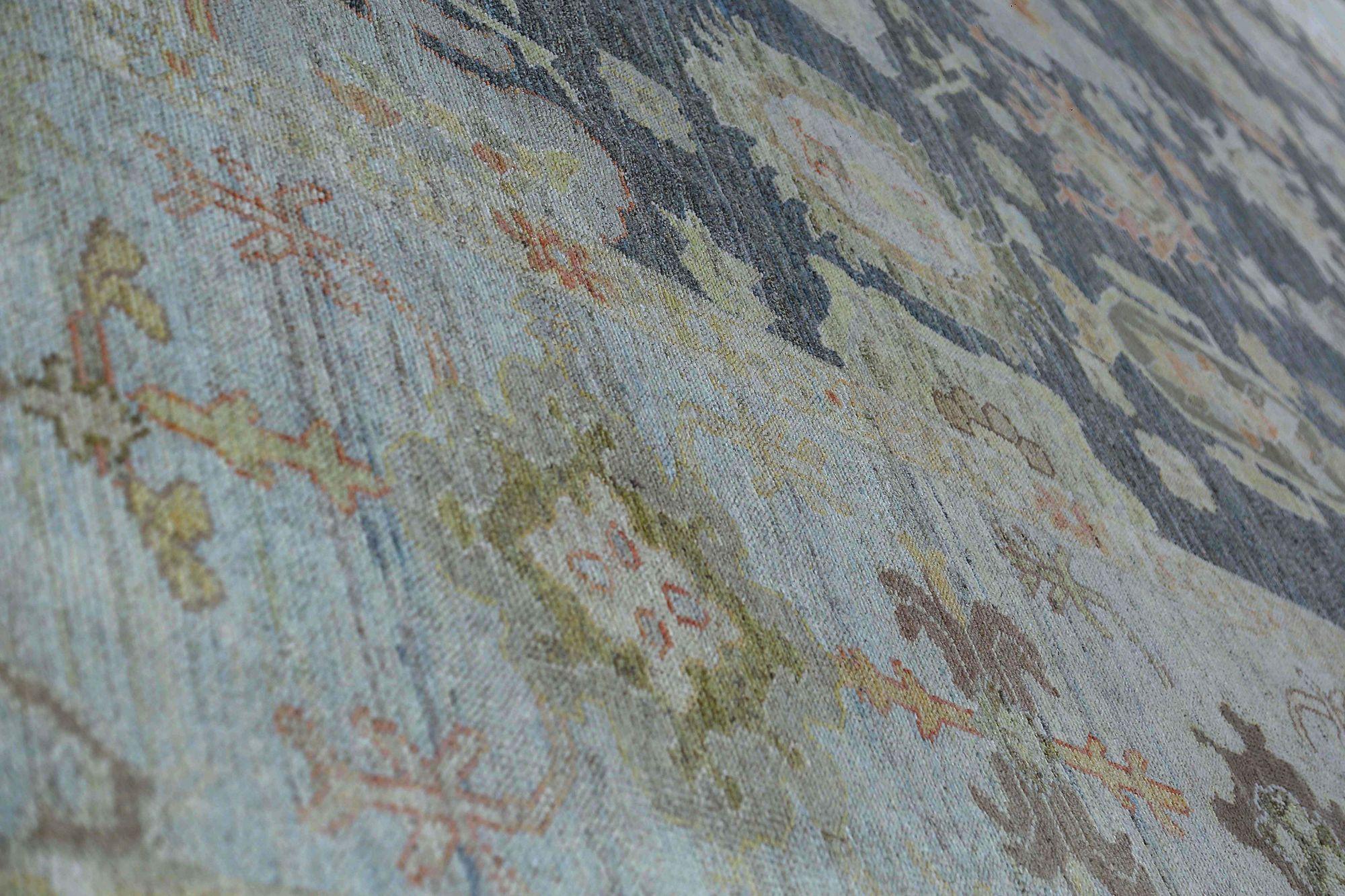 Afghanistan Oushak Over Size Teppich - Wolle Grau Elfenbein Design - 97034 (Afghanisch) im Angebot