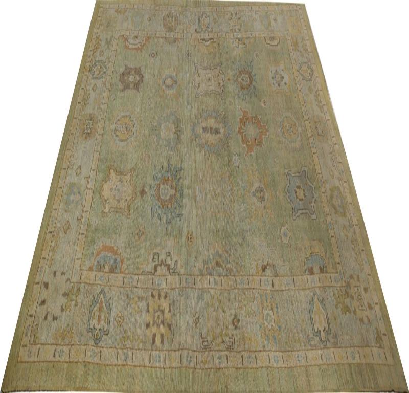 Afghanistan Oushak Over Size Teppich - Wolle Grün Design - 96156 (Afghanisch) im Angebot