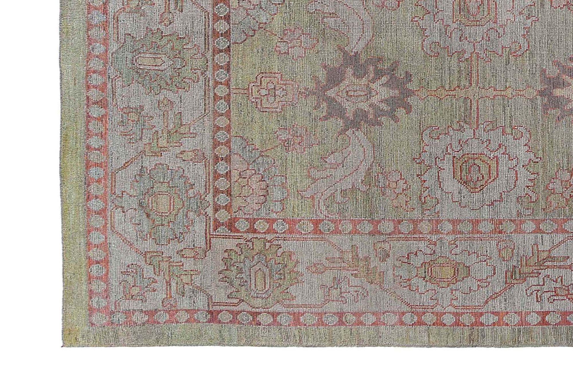 Afghanistan Oushak Over Size Teppich - Wolle Grün Design - 97498 (Afghanisch) im Angebot