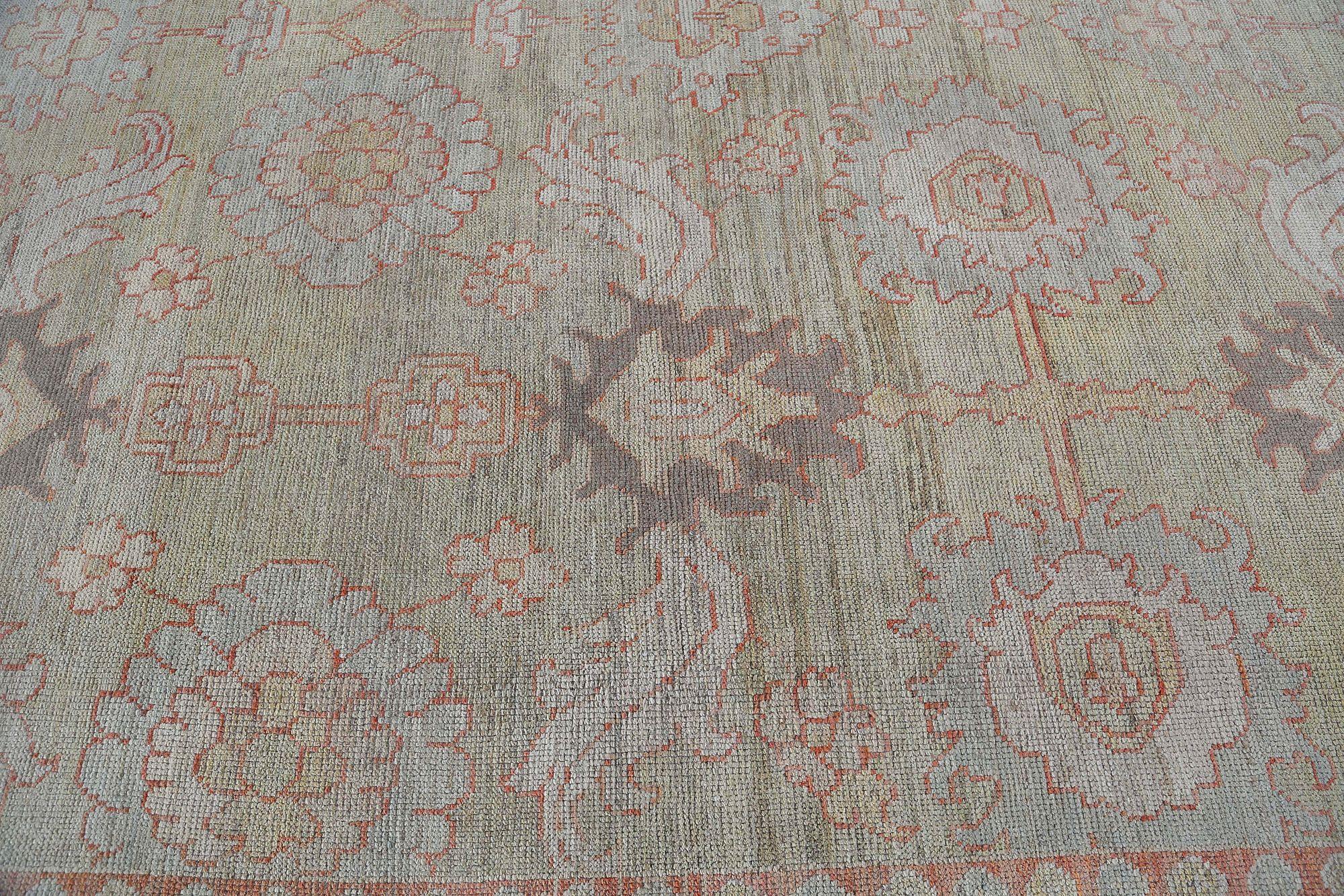 Afghanistan Oushak Over Size Teppich - Wolle Grün Design - 97498 im Zustand „Hervorragend“ im Angebot in Dallas, TX
