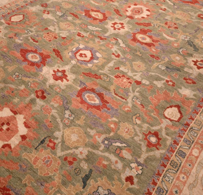 Afghanistan Oushak Over Size Teppich - Wolle Grün Elfenbein Rot - 94286 (Stammeskunst) im Angebot