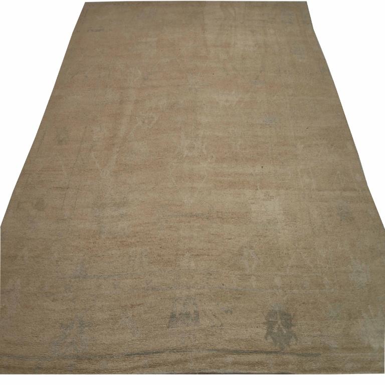 Hand-Knotted Afghanistan Oushak Over Size Rug - Wool Ivory Design - 92877 For Sale