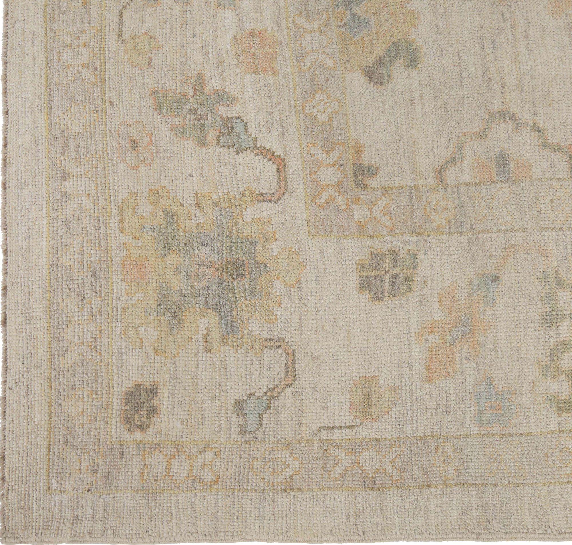 Afghanistan Oushak Over Size Rug - Wool Ivory Design - 95753 In Excellent Condition For Sale In Dallas, TX