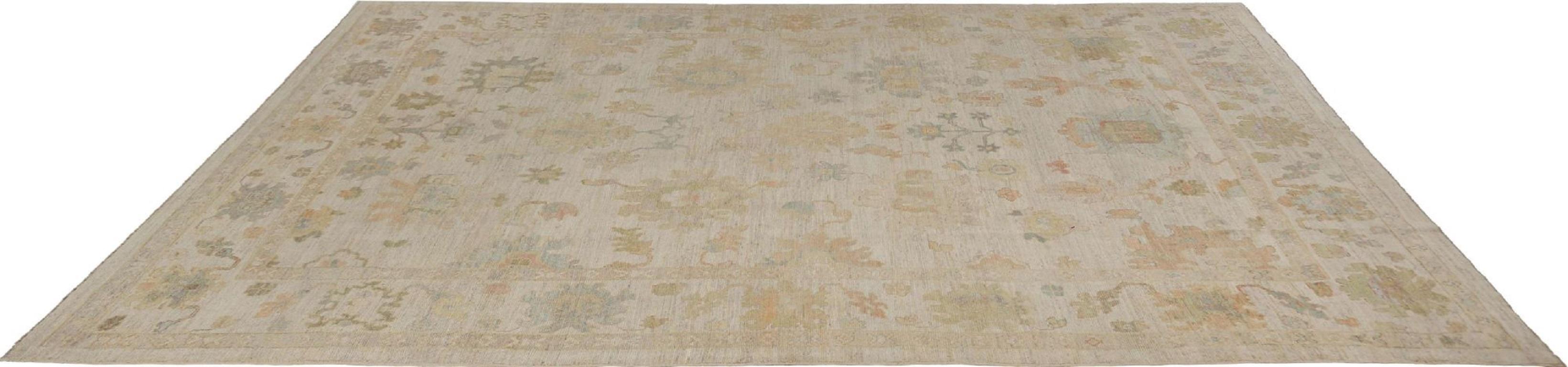 20th Century Afghanistan Oushak Over Size Rug - Wool Ivory Design - 95753 For Sale